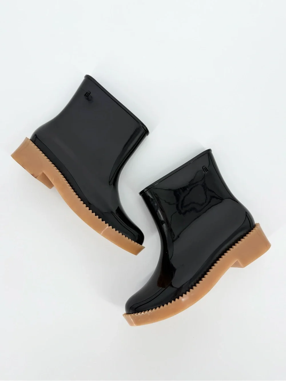 Melissa Rain Drop Boots Black Coturno Platform Ankle Lug Sole Waterproof